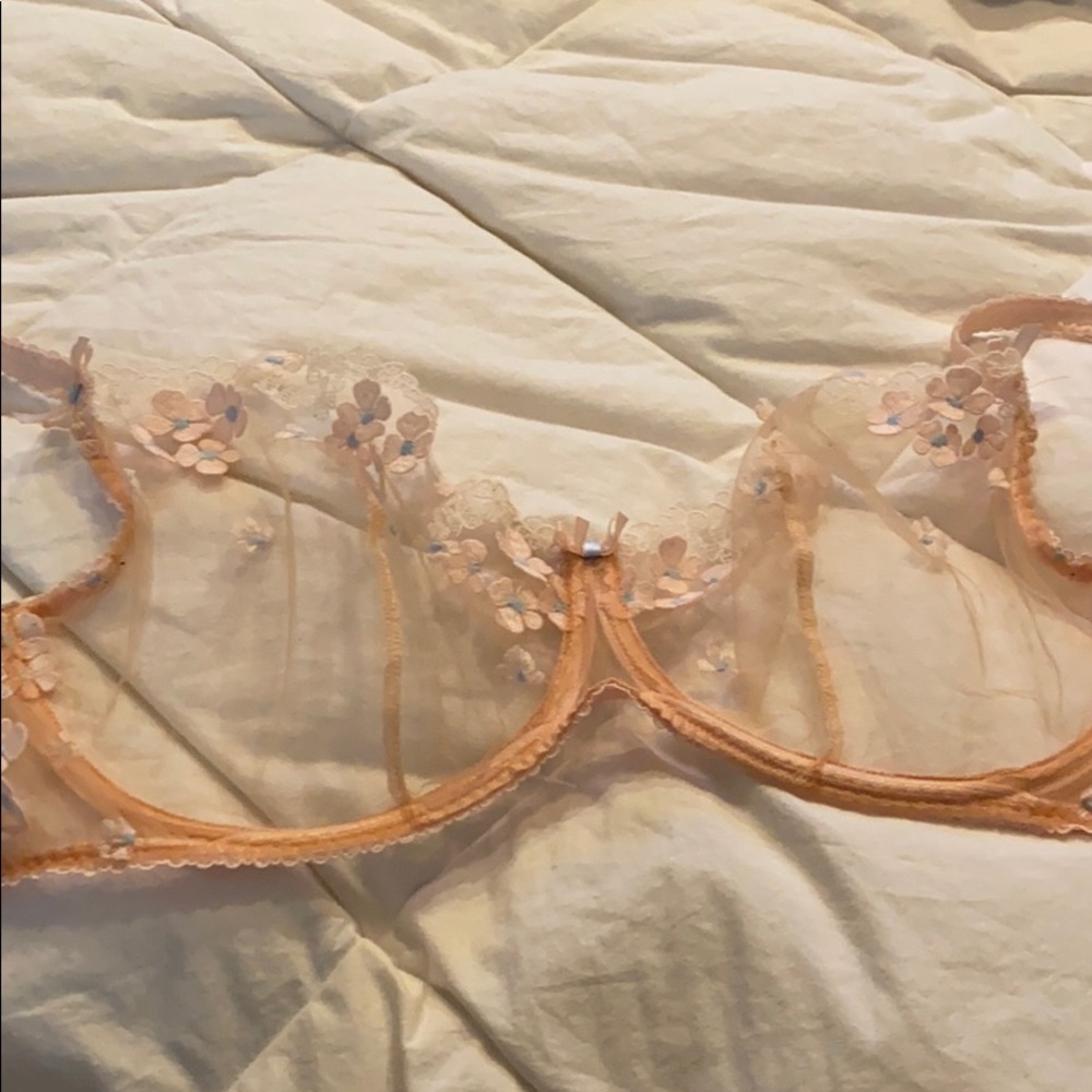Agent Provocateur Sheer Peach Embroidered Underwire Bra